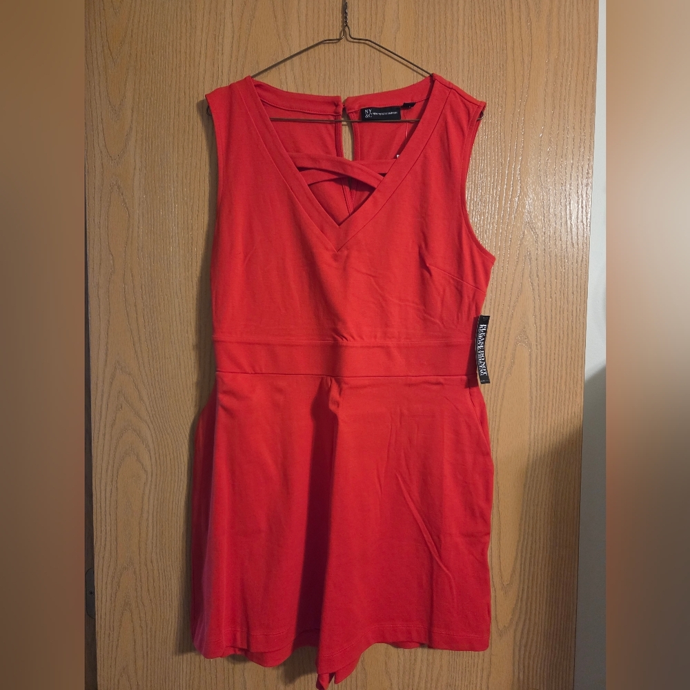 Women's Red Sleeveless Romper